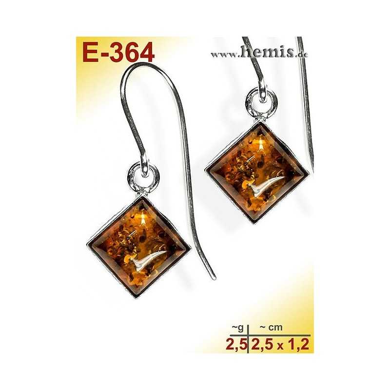 E-364 Amber Earrings, silver-925, cognac, simple, S, modern, ele