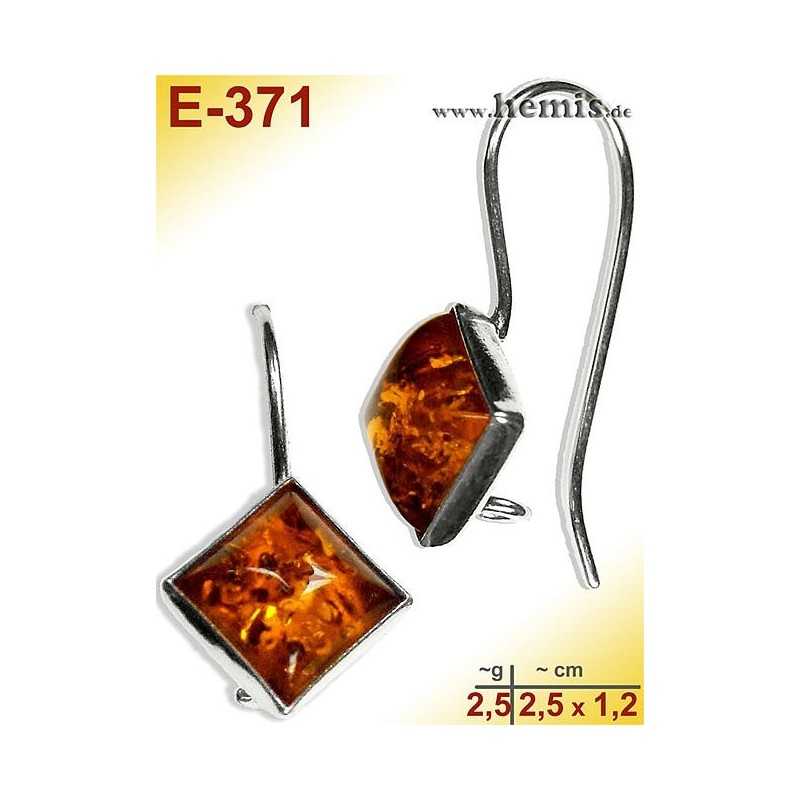 E-371 Amber Earrings, silver-925, cognac, simple, S, modern, ele
