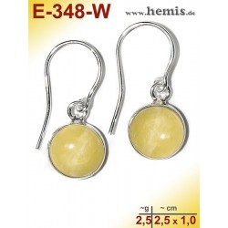 E-348-W Bernstein-Ohrringe Silber-925, weiß, schlicht, S, modern