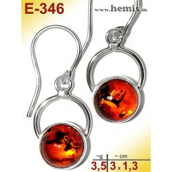E-346 Amber Earrings, silver-925, cognac, M, elegant, modern, si