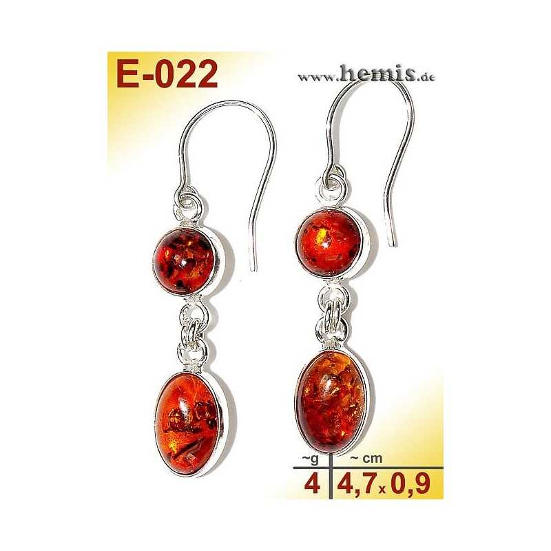 E-022 Amber Earrings, silver-925, cognac, M, elegant, modern, si