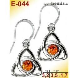 E-044 Amber Earrings, silver-925, cognac, M, elegant, modern, si