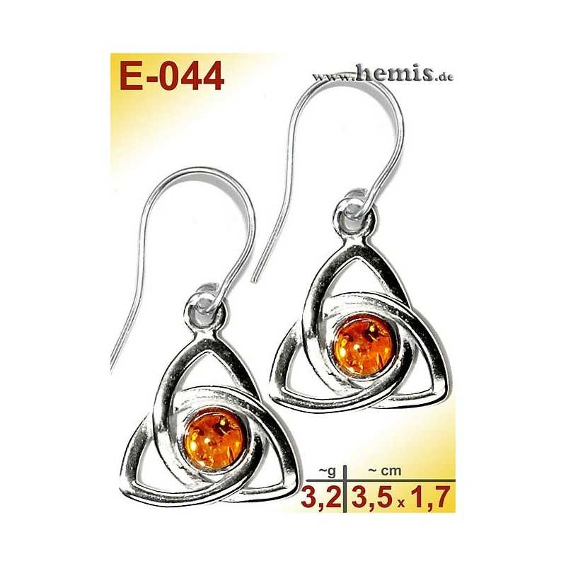 E-044 Amber Earrings, silver-925, cognac, M, elegant, modern, si