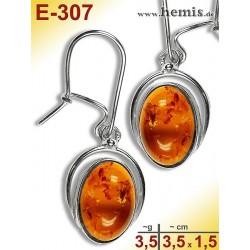 E-307 Amber Earrings, silver-925, cognac, M, elegant, modern, si