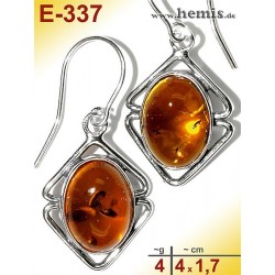 E-337 Amber Earrings, silver-925, cognac, M, elegant, modern, si