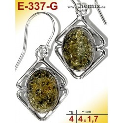 E-337-G Amber Earrings, silver-925, green, M, elegant, modern, s