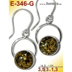 E-346-G Amber Earrings, silver-925, green, M, elegant, modern, s