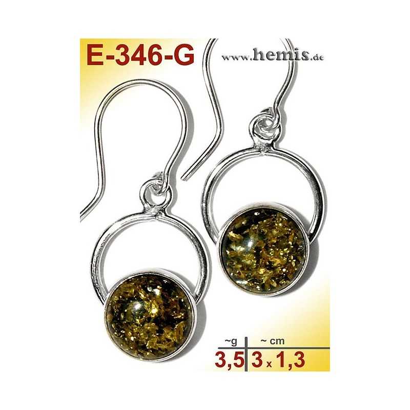 E-346-G Bernstein-Ohrringe Silber-925, grün, M, elegant, modern,