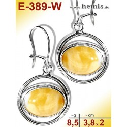 E-389-W Amber Earrings, silver-925, white, M, elegant, modern, s