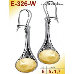E-326-W Amber Earrings, silver-925, white, M, elegant, modern, s