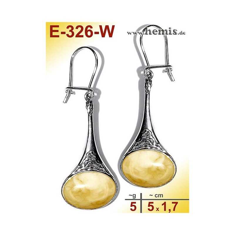 E-326-W Amber Earrings, silver-925, white, M, elegant, modern, s