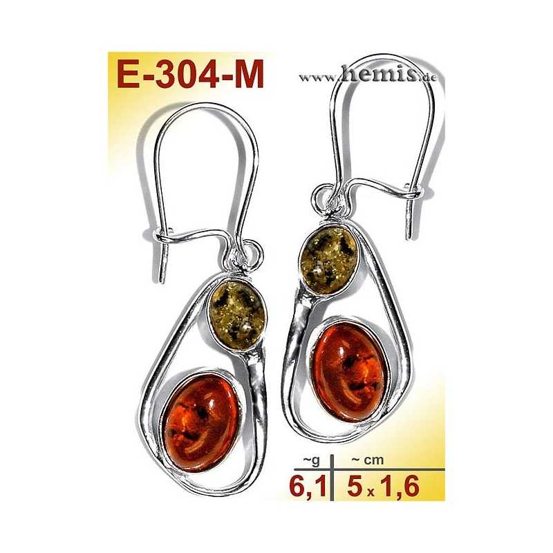 E-304-M Amber Earrings, silver-925, multicolor, M, elegant, mode