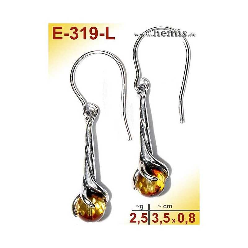 E-319-L Amber Earrings, silver-925, yelow, S, elegant, modern, s