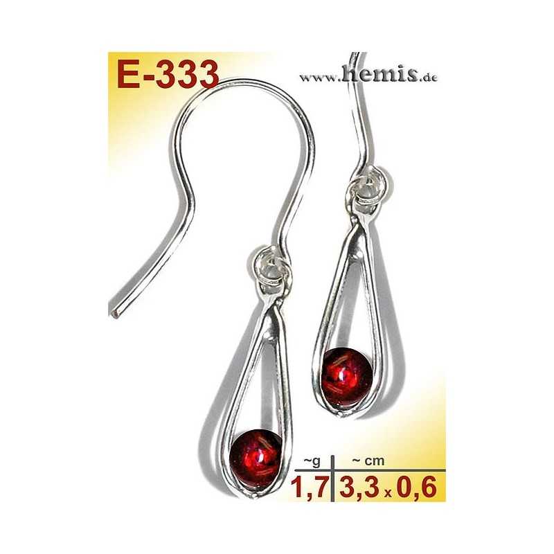 E-333 Amber Earrings, silver-925, cognac, S, elegant, modern, si