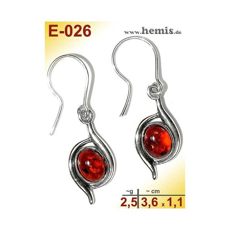 E-026 Amber Earrings, silver-925, cognac, S, elegant, modern, si