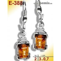 E-388 Amber Earrings, silver-925, cognac, S, elegant, modern, si