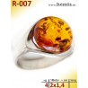 R-007 Amber Ring, silver-925, cognac, unique, M, modern, round