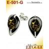 E-501-G Studs Sterling silver 925 nickel free Real natural amber Color green