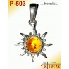 P-503 Amber Pendant, Sun, Amber jewelry, silver-925